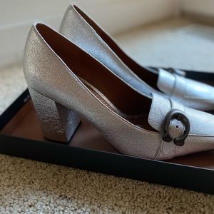 Coach silver pumps size 9.5, never worn